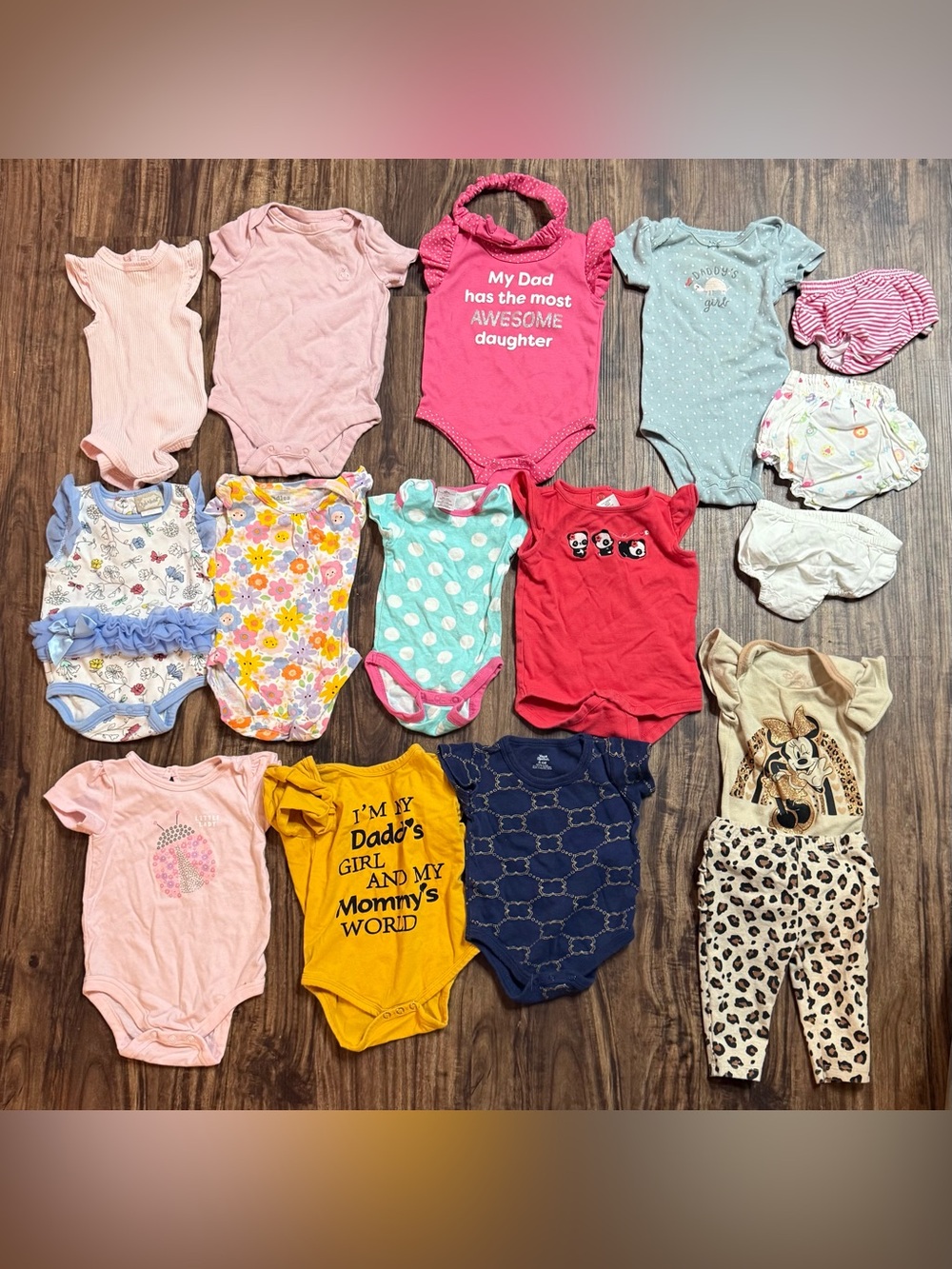 3-6 Months Baby Girls Body Suits Bundle with Bloomer Shorts Fall Summer Spring